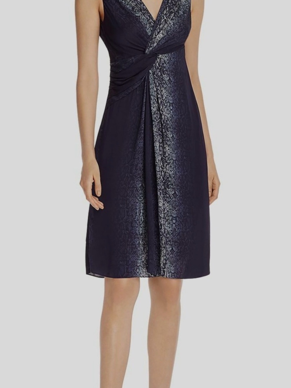 Elie Tahari Women's Blue V-Neck Snake Twist Sleeveless Shift Sheath Dress 4